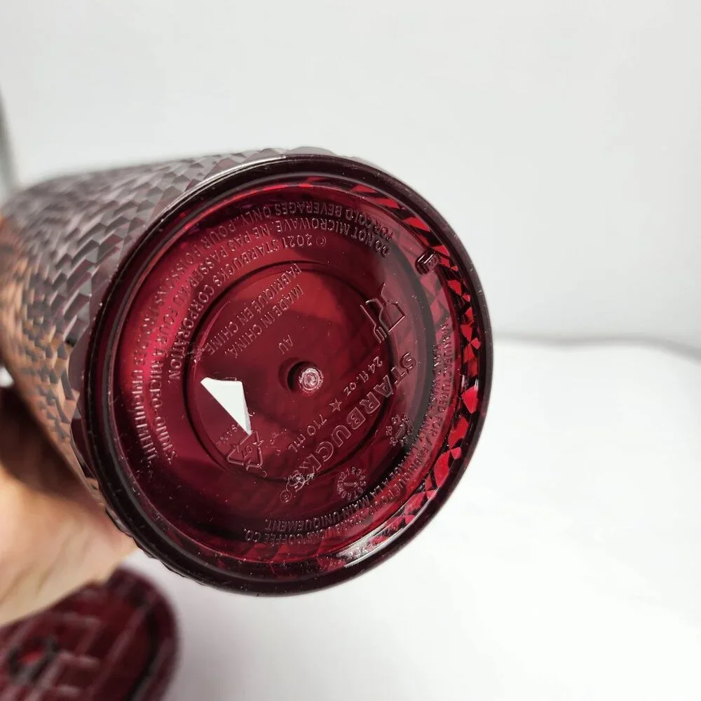 Starbucks Holiday 2022 Christmas Merlot Jewel Studded Tumbler Venti No Straw